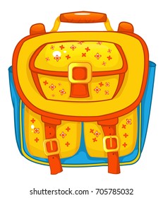 School backpack, school bag, vector cartoon illustration 