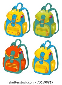 School backpack, school bag, vector cartoon illustration 
