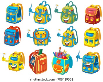 School backpack, school bag, vector cartoon illustration 