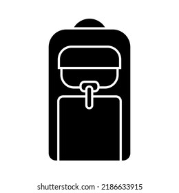 School backpack black flat icon. Back to school. Vector illustration isolated on white background.