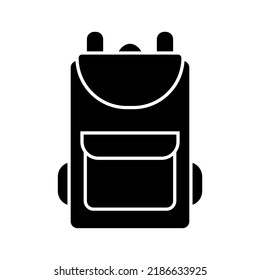 School backpack black flat icon. Back to school. Vector illustration isolated on white background.