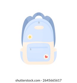 School backpack blue. Concept back to school. Elements of school inventory. Holiday 1st of September.