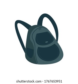 mochila escolar en azul sobre fondo blanco.  volver a la escuela.