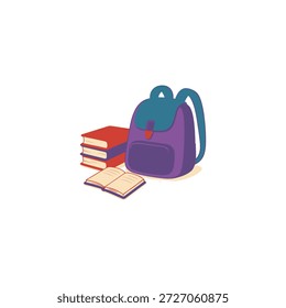 Mochila Escolar e Ilustração de Livros