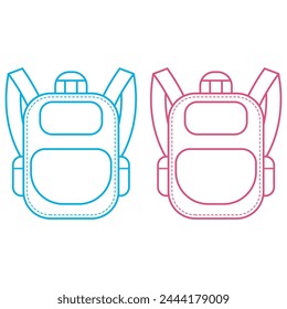School backpack for boy and girl vector line icon isolated on a white background.