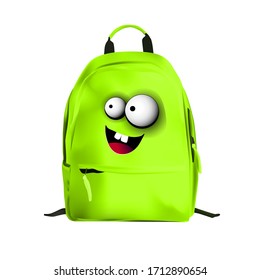 SCHOOL BACKPACK BRIGHT COLORS. Bag character. Backpack for travel. Vector illustration isolated on a white background. Travel