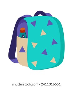 School backpack of colorful set. Highlighting a cartoon-style backpack, this illustration represents the must-have item for any student. Vector illustration.