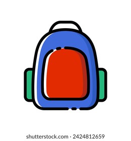 Schulrucksack bunte Vektor-Illustration. Schultaschensymbol.
