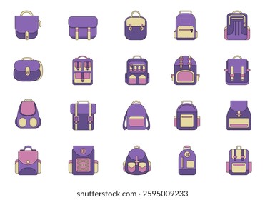School Backpack Design Element Set