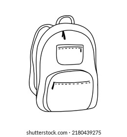 Icono de doodle de mochila escolar. Bolsa de estudiante vectorial, ilustración a mano de una mochila