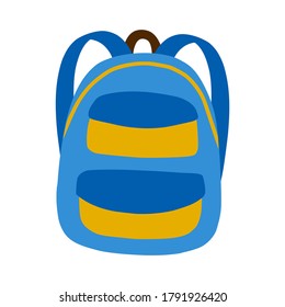 Schulrucksack im Doodle-Stil. Schuljunge mit Taschen. handgezeichnet und einzeln auf weißem Hintergrund. Farbvektorgrafik