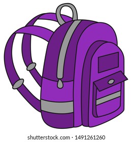 School backpack in Doodle style. Vector illustration.
