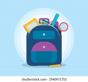 school backpack with drawing tools