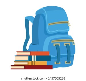 School backpack with education books ,vector illustration .graphic design.