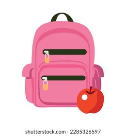 school backpack equipment and apple icon isolated