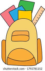 school backpack flat color line art path icon