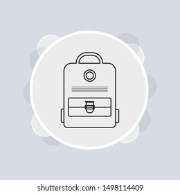 School backpack flat design style on gray background, vector illustration