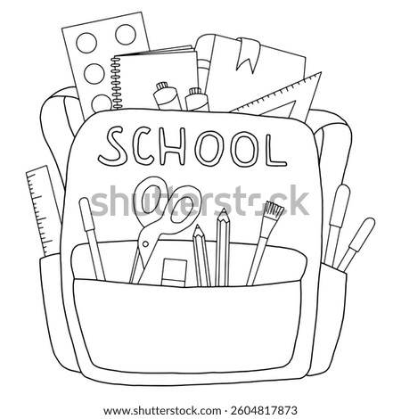 School backpack graphic black white isolated sketch illustration vector