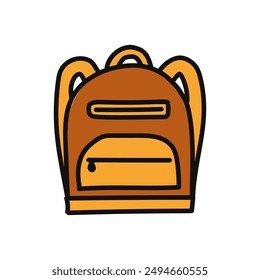 School backpack icon. Backpack in doodle style