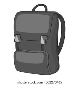 School backpack icon. Gray monochrome illustration of school backpack vector icon for web