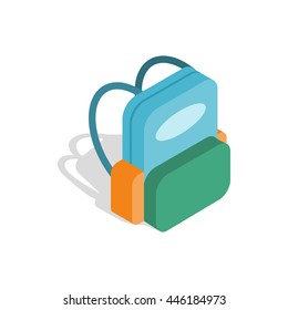 School backpack icon in isometric 3d style isolated on white background. School supplies symbol