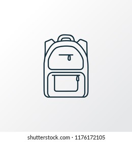 School backpack icon line symbol. Premium quality isolated schoolbag element in trendy style.