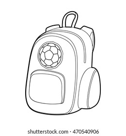 School backpack icon in outline style isolated on white background. Bag symbol
