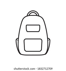 school backpack icon over white background, line style, vector illustration