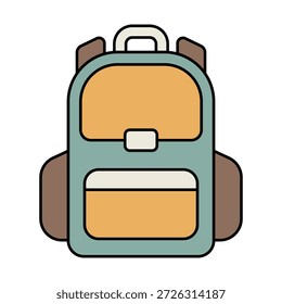 Icono de mochila escolar que representa la educación, la vida estudiantil, las actividades de aprendizaje, los suministros académicos y las necesidades del aula para proyectos educativos y de capacitación.