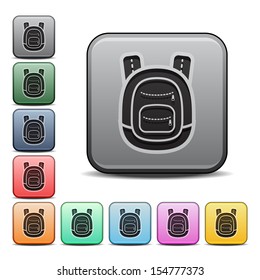 School Backpack Icon Square Icon in Various Colors