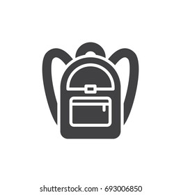 School backpack icon vector, filled flat sign, solid pictogram isolated on white. Symbol, logo illustration. Pixel perfect vector graphics