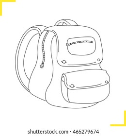 School backpack illustration. Drop shadow silhouette symbol. Student rucksack. Negative space. Isolated vector