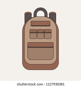 school backpack isolated on white background. Tourist backpack . Stock flat vector illustration.