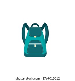 School backpack, isolated on white background. Concept of education, learning, studying, back to school. Vector flat illustration.