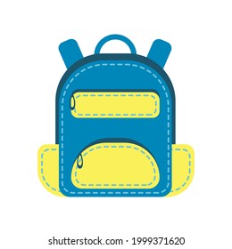 SchulRucksack einzeln auf weißem Hintergrund im flachen Stil. Stock-Vektorgrafik. 