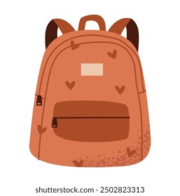 School backpack isolated on white background. Cute schoolbag for kids. Flat vector illustration.