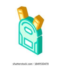 Schulrucksack isometrische Vektorgrafik. Rucksack-Schild der Schule. einzelne Symbolillustration
