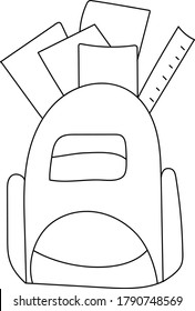 school backpack line art path icon