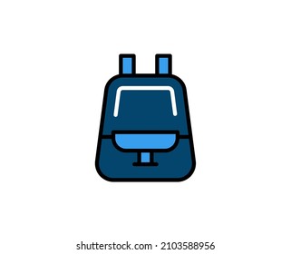 Icono de la línea de mochila de la escuela. Símbolo de esquema de alta calidad para diseño web o aplicación móvil. Firma de línea delgada para el logotipo de diseño. Pictograma de contorno de color sobre fondo blanco