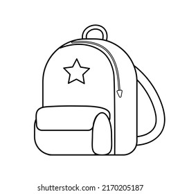 School backpack in line style. Vector illustration