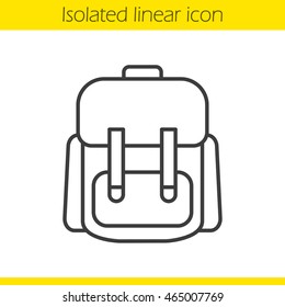 School backpack linear icon. Thin line illustration. Student rucksack. Contour symbol. Schoolbag. Vector isolated outline drawing