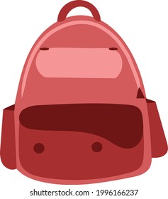School backpack on white background. Back to school bag. Tourist backpack. Cartoon style. Vector illustration in flat style.
