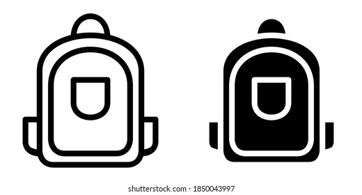School Backpack in Outline and Glyph Icon