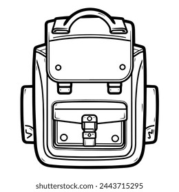 School backpack outlined vector icon, perfect for student-themed graphics.
