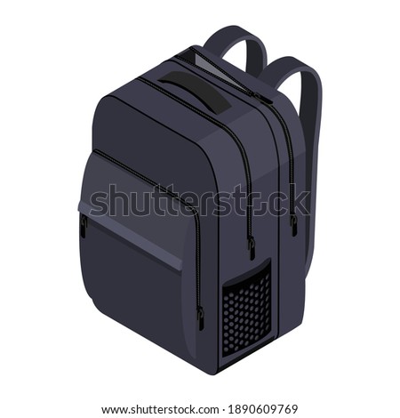 School Backpack. Backpack for schoolchildren, students, travellers and tourists. Back to School rucksack vector illustrations isolated on white.
