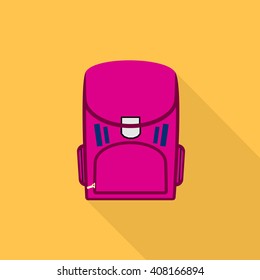 School backpack sign icon flat