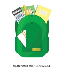 Mochila escolar con papel de fondo blanco. De vuelta a la escuela. Ilustración del vector