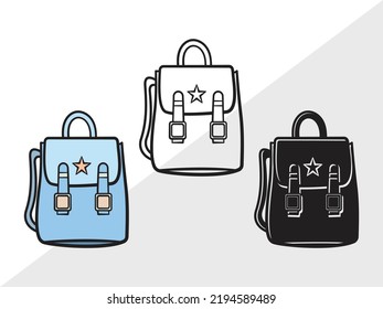 School Backpack SVG Monogram Printable Vector Illustration