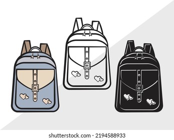 School Backpack SVG Printable Vector Illustration