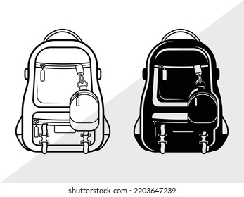 School Backpack SVG Printable Vector Illustration